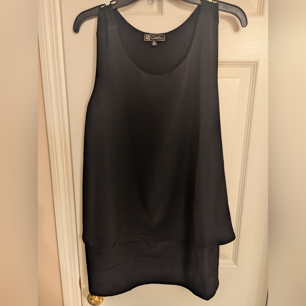 DG2 Diane Gilman Black Mixed Media Easy Tank XL